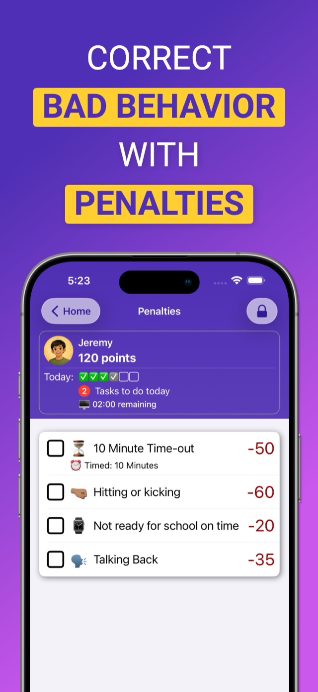 Correct bad behavior with penalties that deduct points